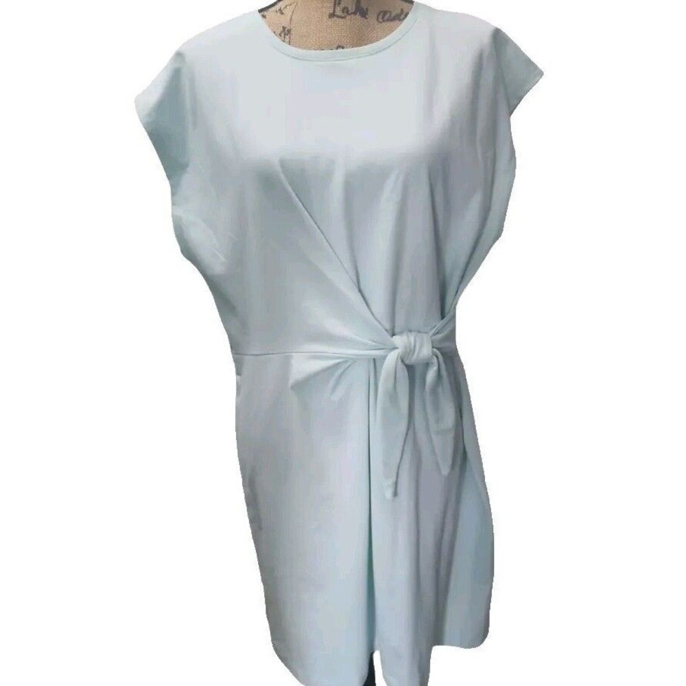 Nine West Womens Size X Large Side Tie Tee Shirt Dress Light Blue